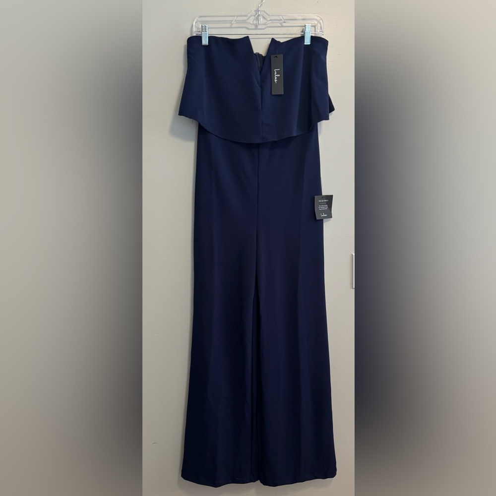 Lulu's NavyBlue Strapless Jumpsuit